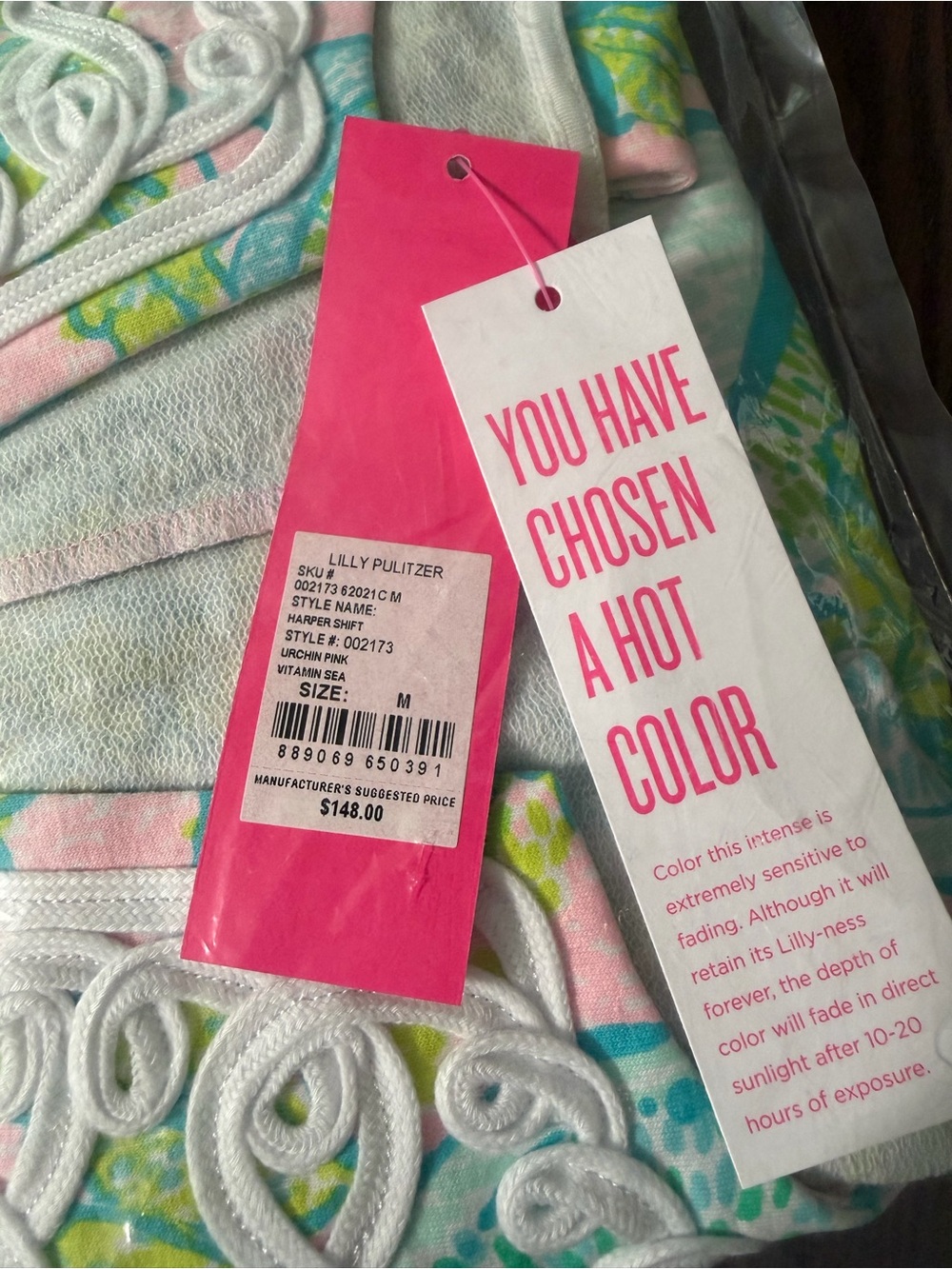 Lilly Pulitzer Harper Shift Dress in Urchin Pink Vitamin Sea Size Medium, NWT - Picture 3 of 3